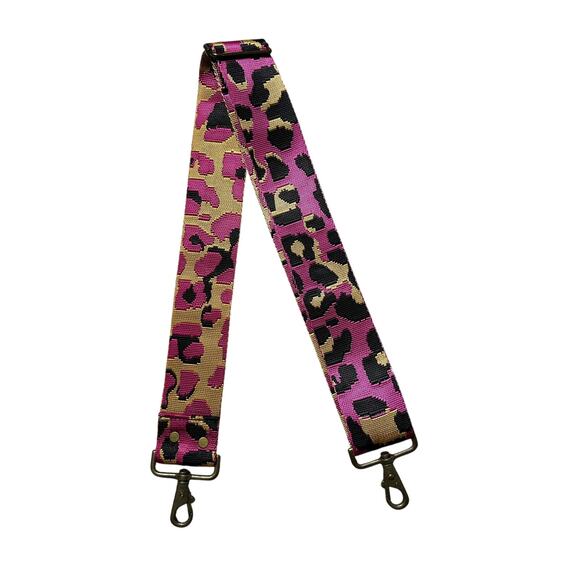Leopard Animal Print Bag Strap Purple Black Tan - Picture 1 of 4